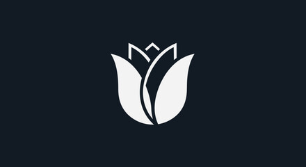 Stylized white tulip flower icon representing nature and growth.