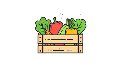 Vibrant vegetables in a wooden crate