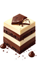 Stacked, chocolate-covered dessert