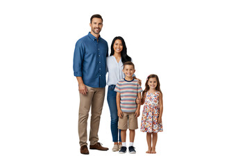 Family of four posing for a photo