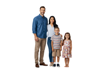 Family of four posing for a photo