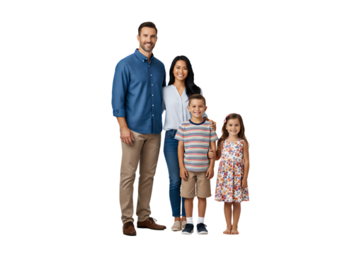 Family of four posing for a photo