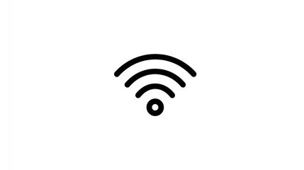 Simple black outline Wi-Fi symbol on white background.  Three curved lines form the Wi-Fi signal, with a small circle at the center