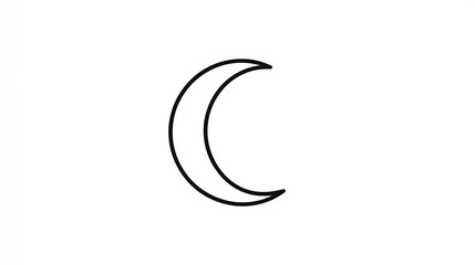 Obraz premium Crescent outline, curved shape, simple celestial design on a clean, white background