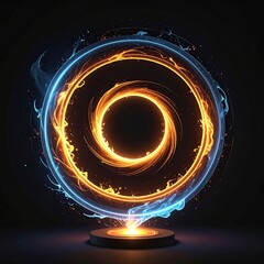 Ring portal Fire & ice circle, swirl dark center