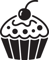 Cupcake Vector Icon Illustration Sweet Dessert Bakery Treat Symbol