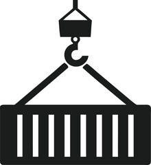 Shipping container lifted by a crane hook icon cargo logistics transparent web icon