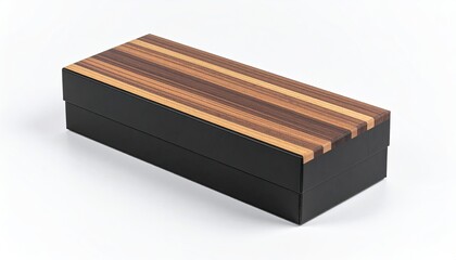 Striped-lid box; black base, horizontal lines