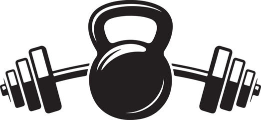 Kettlebell with Barbells. Weightlifting Sport. Fitness Training. Power Gym Equipment
