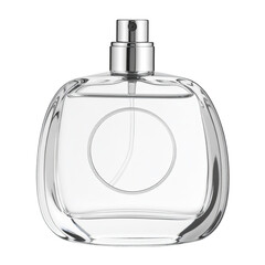 Clear, rounded perfume bottle