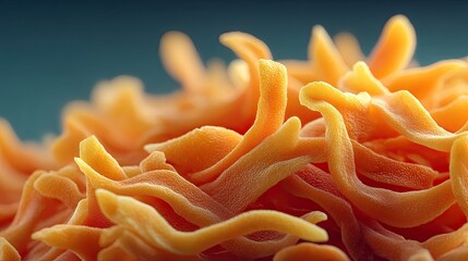 Macro Texture of Vibrant Orange Carrot Slices with Cinematic HDR Detailing Food Close Up on Blue Background