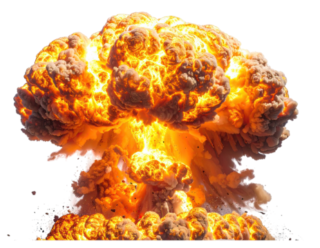 Massive explosion, fiery cloud, intense heat - Powered by Adobe