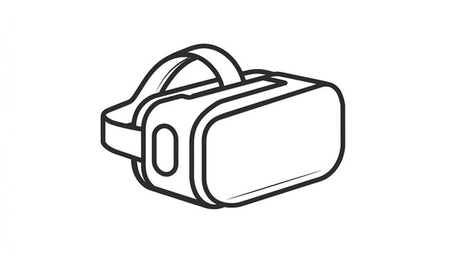 A line art of a virtual reality headset with a strap