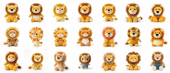 Set of Cute Plush Lion Dolls Collection