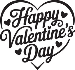 Happy Day Typographic Design with Heart Illustration on Isolated Backdrop