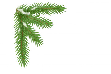 Obraz premium Christmas winter spruce branch with snow ornament for festive greeting card and seasonal holiday celebration on transparent background