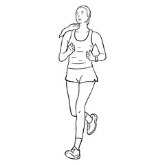 outline Female Runner in Motion Illustration on Isolated Background