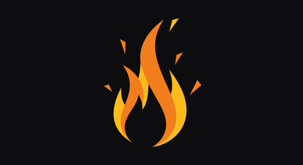 Vibrant Flame Illustration on Dark Background.