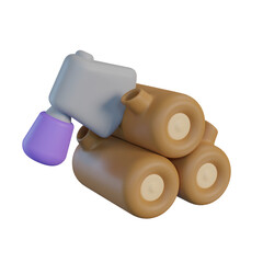 3D Rendered Axe Resting On Stacked Wood Logs Isolated On Transparent Background