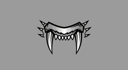 Aggressive stylized animal fangs graphic design.