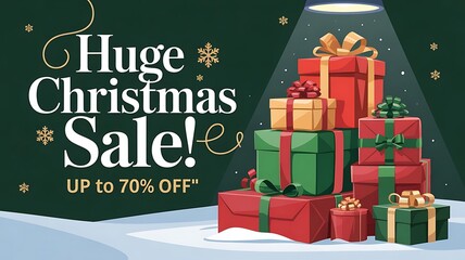 Christmas sale promotional banner with colorful christmas elements created with generative ai