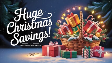 Christmas sale promotional banner with colorful christmas elements created with generative ai