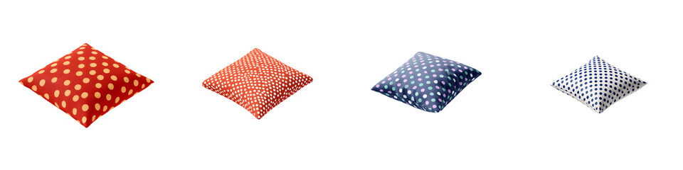 Fototapeta premium Polka Dot Cushions: Colorful Throw Pillows for Home Decor