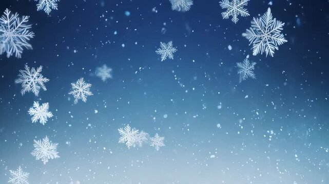Elegant Swirling Snowflakes on Blue Gradient Background. This background is perfect for any winter or holiday-themed project requiring a touch of magic and sophistication.