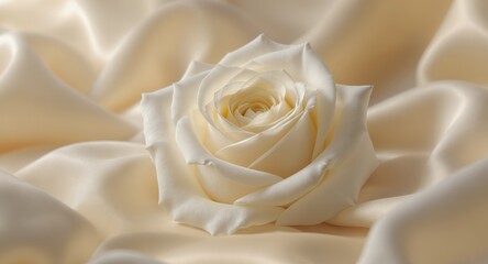 Elegant White Rose on Silky Fabric Background