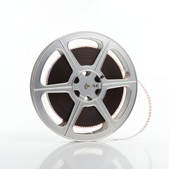 Obraz premium Film Reel on White Background, Cinematic and Vintage Vibes