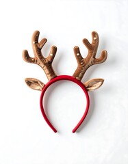 Reindeer Antler Headband on White Background for Festive Holiday Season