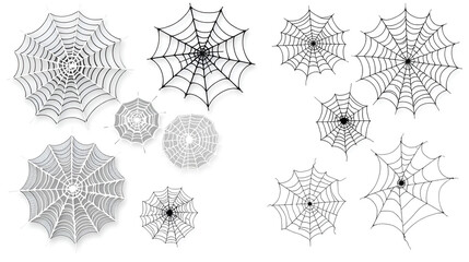 Collection of cobwebs for Halloween. Vector illustration isolated on white background