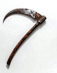 Rustic Scythe on White Background