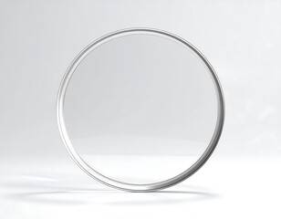 Silver Circle Frame on White Background Abstract Graphic Design
