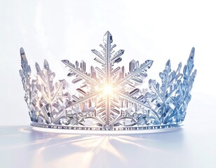 Silver Crown with Snowflake Design on White Background