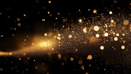 Fototapeta premium Gold Glitter On Black Background Hd Banner Wallpaper
