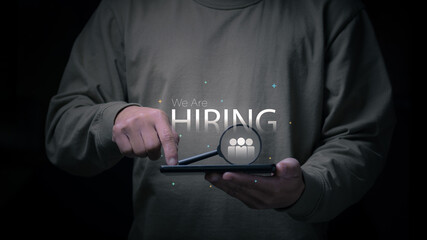 Modern job search and hiring system, online recruitment for employees and employers, and efficient human resources management concept