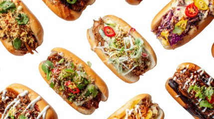 Street Food Photography: Vibrant street food photography showcasing delicious dishes from around the world, isolated on a Transparent background, PNG file.