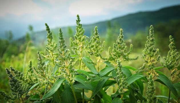 Chenopodium Album Wild Spinach Closeup Selective Focus