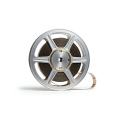 Obraz premium Vintage Film Reel on White, Retro Cinema Concept, Isolated Background