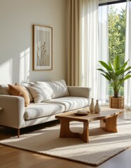 Minimalist Living Room Interior with Natural Light