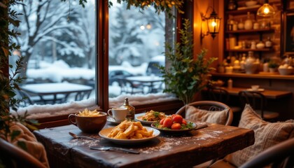 Cozy Winter Cafe Scene