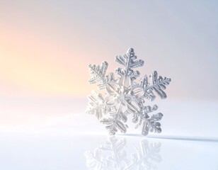 Fototapeta premium Snowflake with Reflection Against Soft Gradient Background