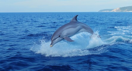 Fototapeta premium A Jumping Marine Mammal in the Ocean.