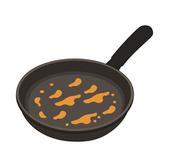 Cartoon Dirty Frying Pan Simple Logo Design Icon Digital