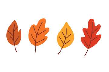 Autumn Leaves Set. Suitable for clip art, stickers, flat design illustration, etc