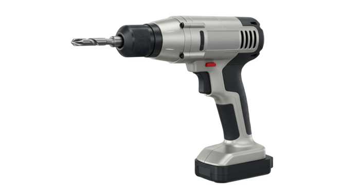 Electric screwdriver isolated on transparent background, modern cordless power tool for home improvement, construction, DIY projects, professional repair, carpentry, assembly work and hardware supplie