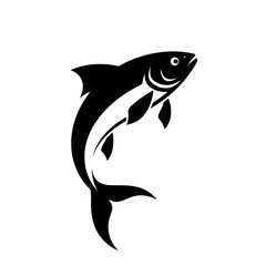 Fototapeta premium Black silhouette of a fish jumping