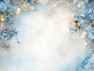 Elegant floral arrangement featuring soft blue and white hues as background