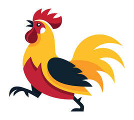 Colorful rooster illustration, a vector for food, farm, mascot, breakfast, and poultry branding